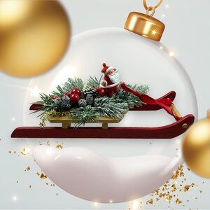 Vintage Toboggan Sled Mini Sleigh Christmas Decor Santa Claus Table Top